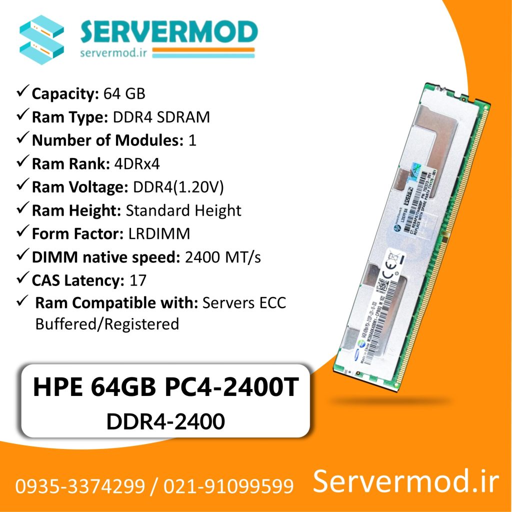 عکس اینفوگرافی رم سرور HP 64GB DDR4-2400