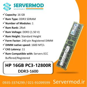 عکس اینفوگرافی رم سرور HP Memory 16G 12800R