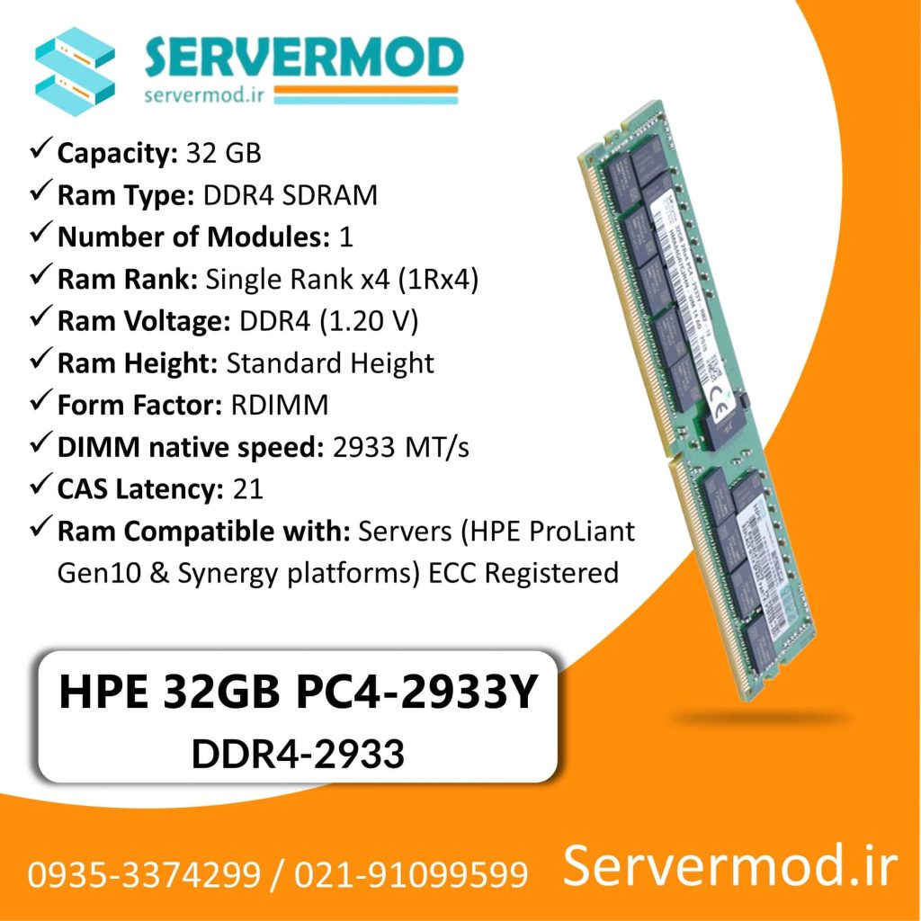 عکس اینفوگرافی رم سرور HPE Memory 32G 2933Y
